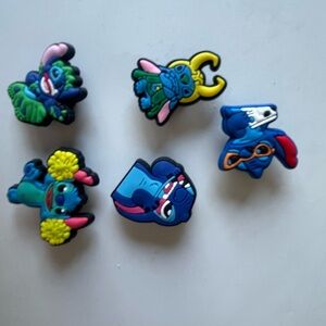 Disney Blue Stitch Character Shoe Charms Set with Yellow & Pink Accents